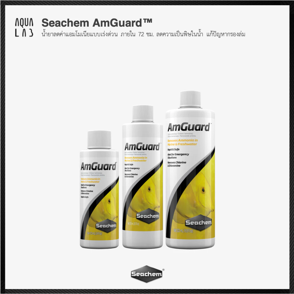 Seachem AmGuard™ น้ำยาลดค่าแอมโมเนียแบบเร่งด่วน ภายใน 72 ชม. ลดความเป็นพิษในน้ำ แก้ปัญหากรองล่ม
